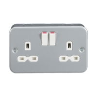 Metal Clad Double Switched Socket 13A DP c/w 2 Earth Terminal