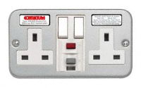 2 Gang Socket RCD Metal Clad active non Latching