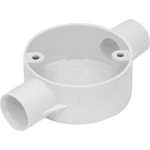 2-way 20mm conduit angle box white plastic no lid