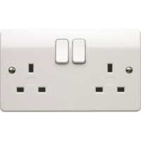 2 gang socket 13A switched-White-MK